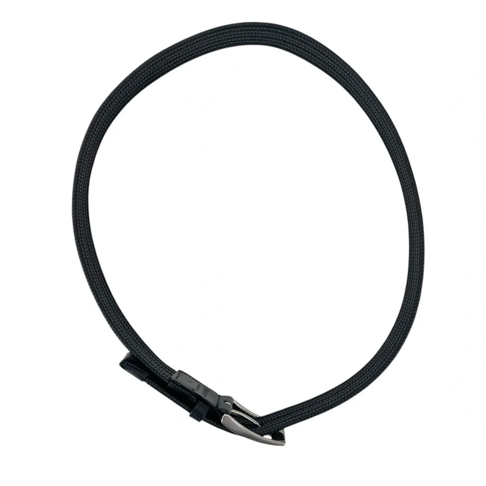 NWOT Theory Made in Japan Black Braided 100% Leather Silver Hardware Belt